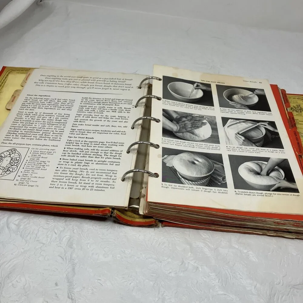 VTG 1973 Betty Crocker's Cookbook  Red Pie Cover 5-Ring Binder FLAWED DAMAGE